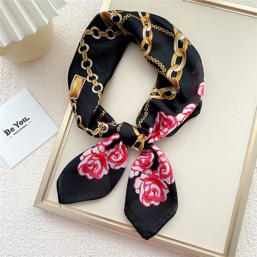 Square Satin Scarf Silk Feel Neckerchief Head Neck Wrist Wraps Print Scarves70cm - Picture 22 of 54