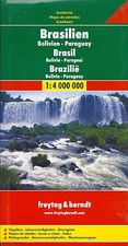 Map of Brazil, Brasil with Bolivia & Paraguay, by Freytag & Berndt