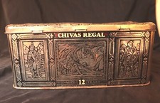 Vintage Chivas Regal Tin Box Scotland Aged 12 Years Scotch Whiskey Adorned Box