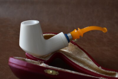 Smooth Volcano PIPE By Tekin BLOCK MEERSCHAUM-NEW-HAND CARVED W Case#1642