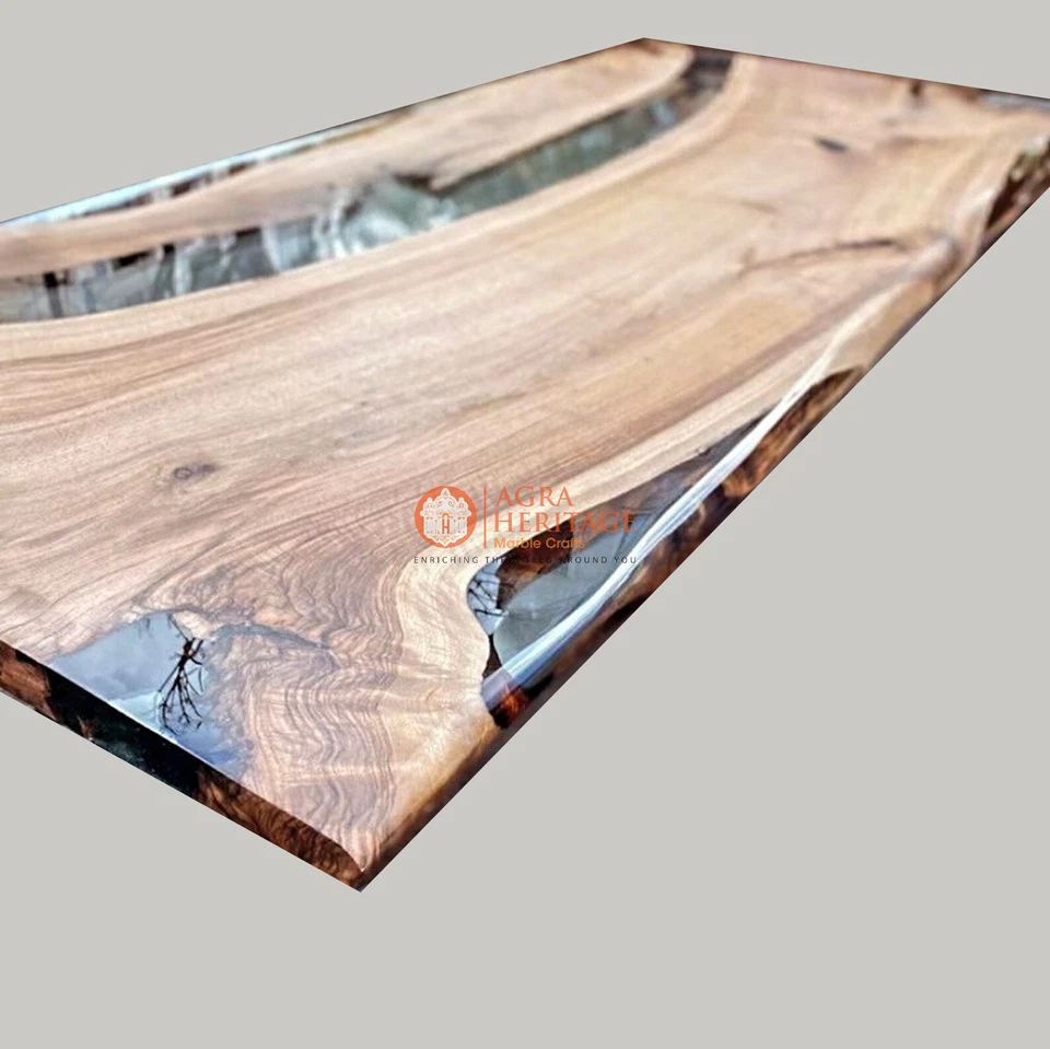 Epoxy Resin Dining Table Top Counter Desk Handmade Natural Acacia Wood Furniture - Image 2 of 4