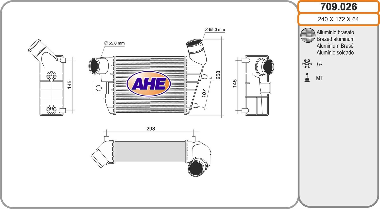 Intercooler Alfa Romeo 147 1.9 JTDM 8V echangeur air aluminium pour motorisation diesel GT