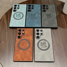 For Samsung Galaxy S24 S23 S22 S21 Note 20 Magnetic MagSafe Leather Slim Case