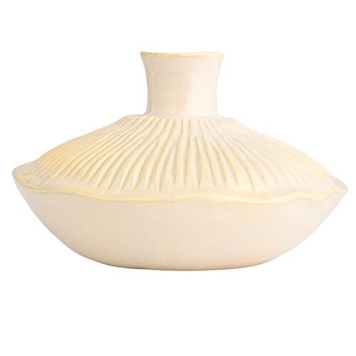 Round Stoneware Pleated Vase Cream - Picture 6 of 11