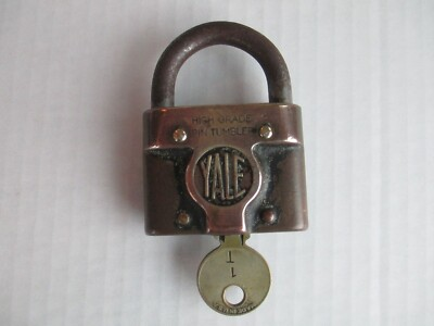 #ad Vintage Working YALE Gas Pump Padlock Lock amp; Key Brass A1 $65.00
