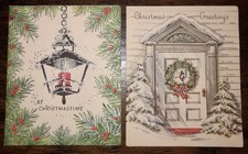2 Beautiful Made In USA Vintage GLITTER Paper Christmas Cards -BOTH UNUSED