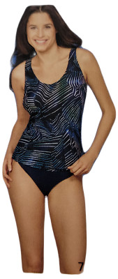 Naturana Frauen Bademode Tankini padded marine-weiss-smaragd Cup D Gr. 40-44