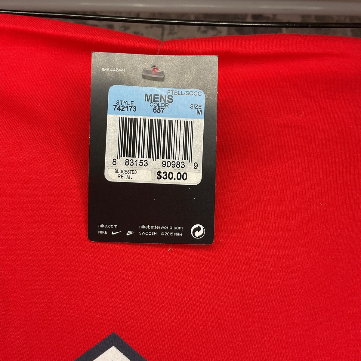 Men Nike USA Evergreen Tee University Red 742173-657 Size Medium