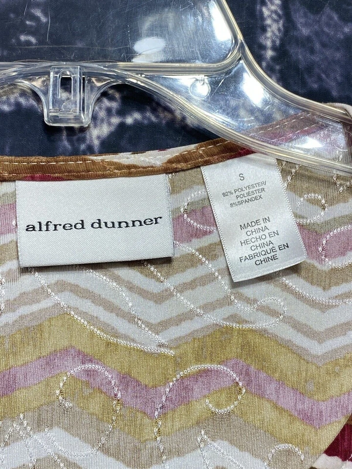 Blusa Alfred Dunner 2 en 1 Top Mujer Pequeña Rosa Marrón Blanco Texturizada Elastizada Foto 3 de 4