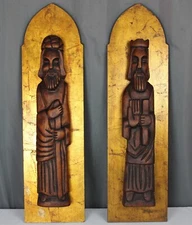 Jaru California 36" wall art wood carved figures gold plaques mid century modern