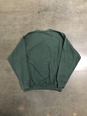 90s NIKE big swoosh sweat green×grey L Vintage 90's Nike Swoosh Crewneck Sweatshirt Faded Forest Green