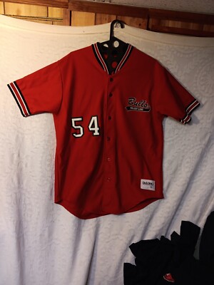 BULLS #54 Vintage DeLong Jersey Button Up Bowling Shirt Size 48 Melody Lane VG 
