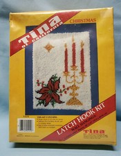 Vintage Tina of California Christmas latch hook wall hanging kit candelabra
