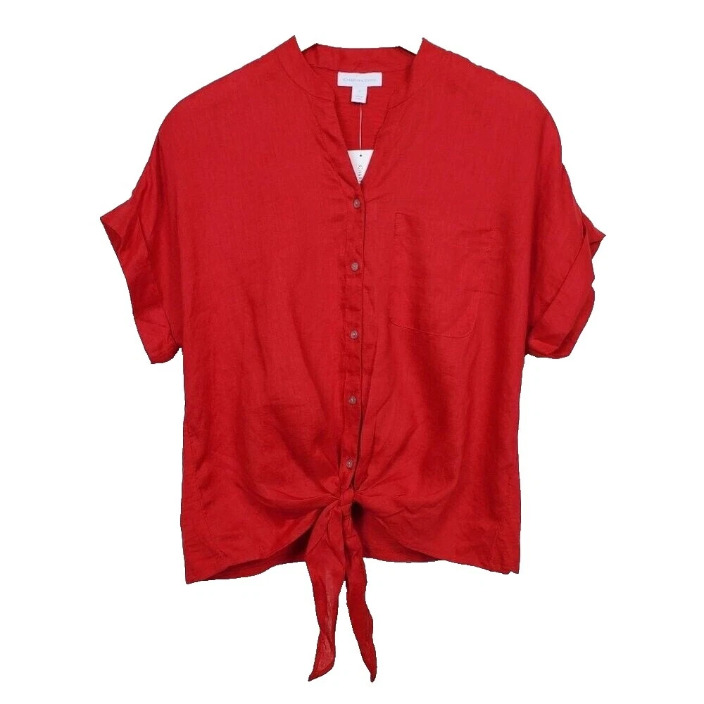 Patrón sólido Lino Charter Club Tops para mujer