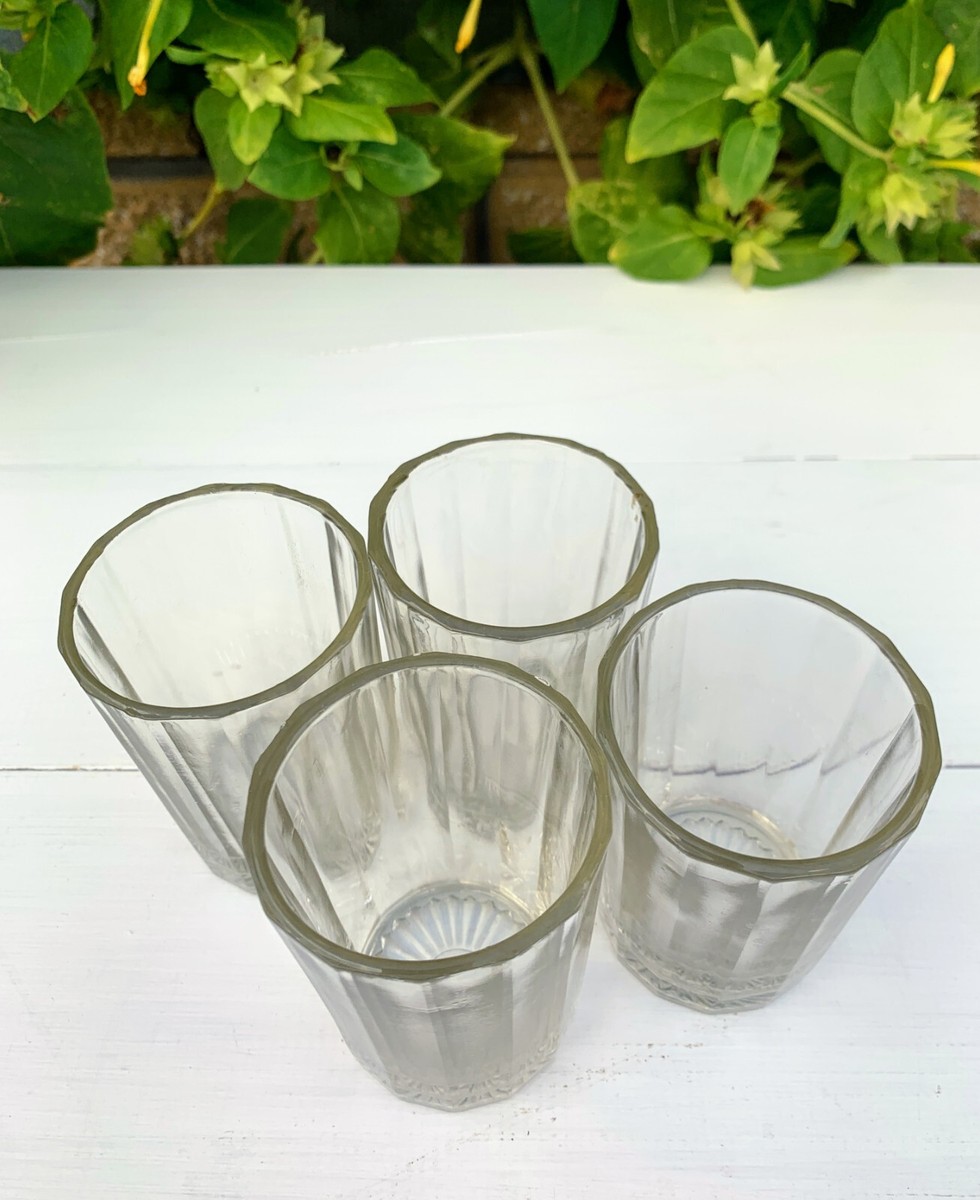 Vintage Soviet Vodka Glasses set 4 glasses Faceted Glass Granenniy