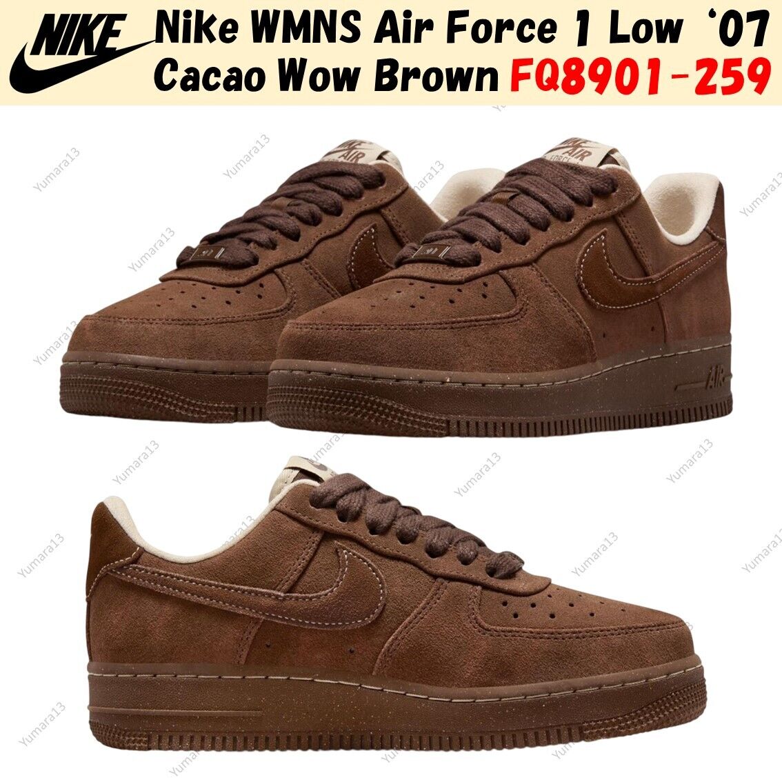 Nike WMNS Air Force 1 Low '07 Cacao Wow Brown FQ8901-259 Nike WMNS Air Force 1 Low '07 Cacao Wow Brown FQ8901-259
