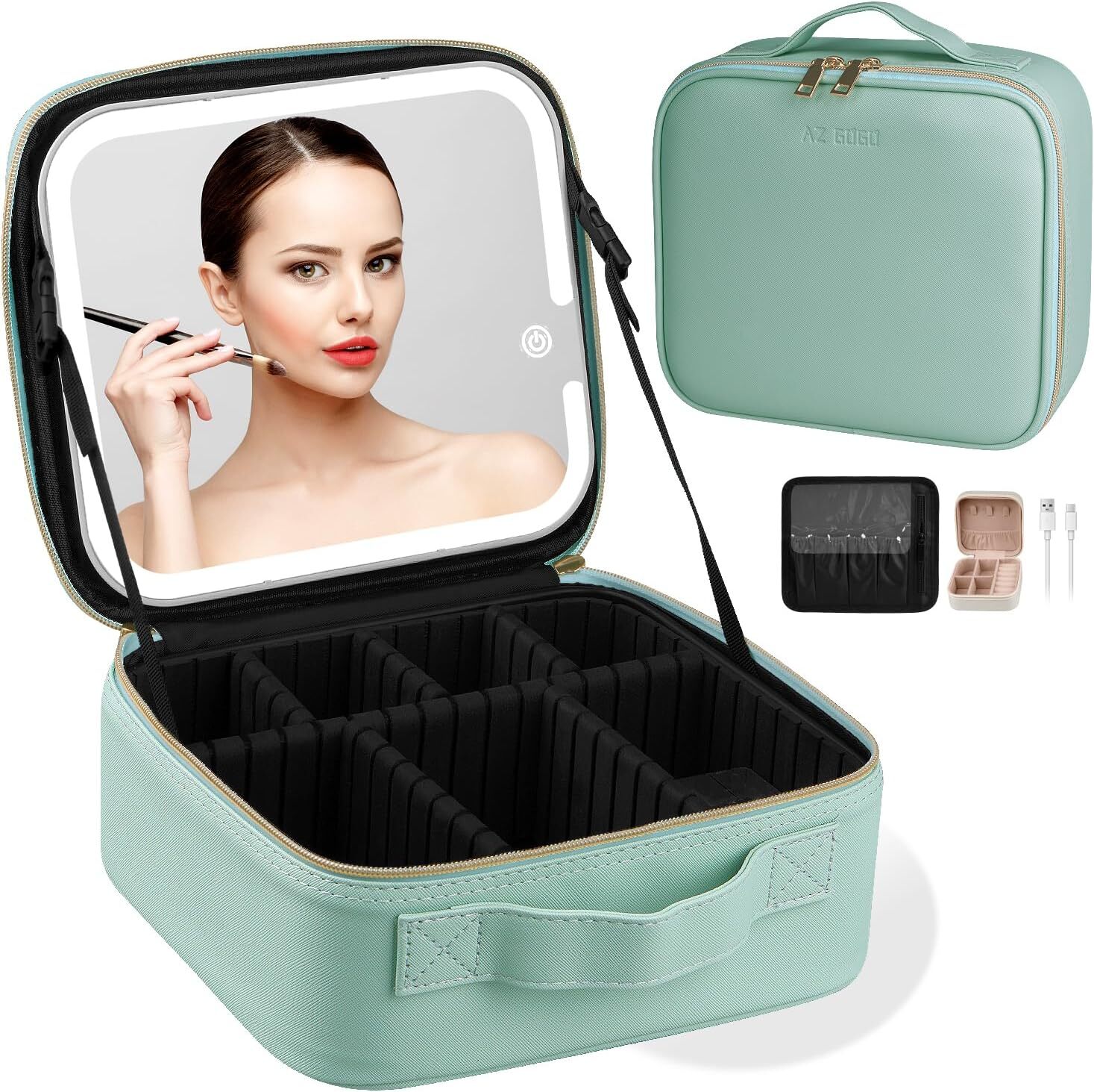 Makeup Bag with Light up Mirror, Travel Makeup Train Case with Lighted Mirror 3-image