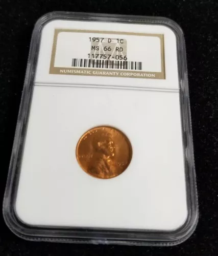 1957 D Lincoln Wheat Cent MS 66 RD NGC Certified Red 1C Mint State Coin