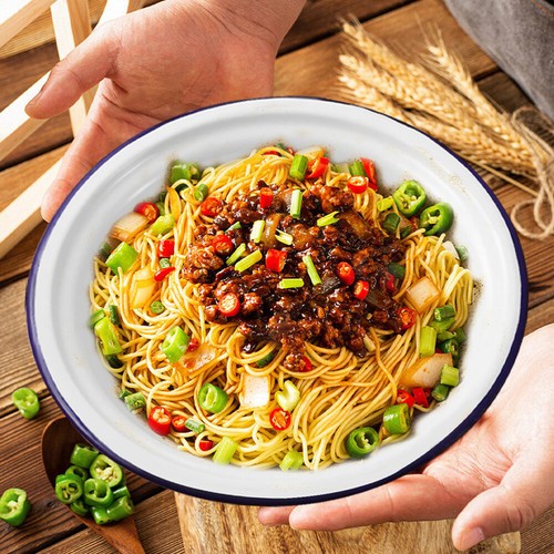 2pcs Kitchen Enamel Bowl Thicken Soup Bowl Enamel Noodle Bowl Enamel Mixing Bowl