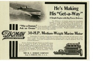 1911 H. C. DOMAN Marine Boat Motors Engines Oshkosh WI Vintage Print Ad