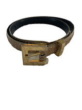 Snake Skin Belt Skinny Taiwan Brass Buckle Taupe Small Vintage Sheka