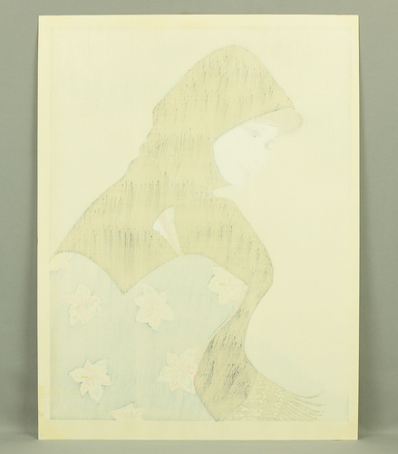 岩田専太郎 Iwata Sentaro (1901-1974) Original Woodblock Print「こゆき」(Light Snow) - Picture 16 of 17