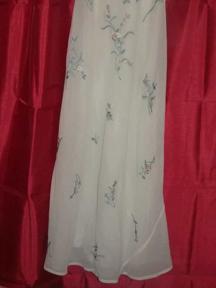 Robe LONGUE DECOLLETEE SOIREE MARIAGE Femme Taille 38 Blanche MOUSSELINE BRODEE - Photo 4/4