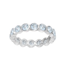 3MM Round Blue Topaz 925 Sterling Silver Eternity Band Stackable Women Ring