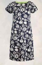 WEIRD FISH LADIES 'TULIPS'  PRINT TUNIC DRESS NAVY SIZE 14 NEW (ref 639) SALE