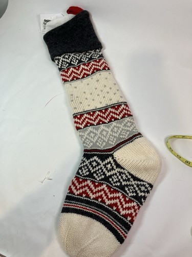 POTTERY BARN TEEN Lined Wool Blnd Fair Isle Stocking w Moose Monogrammed Mom - Picture 4 of 6