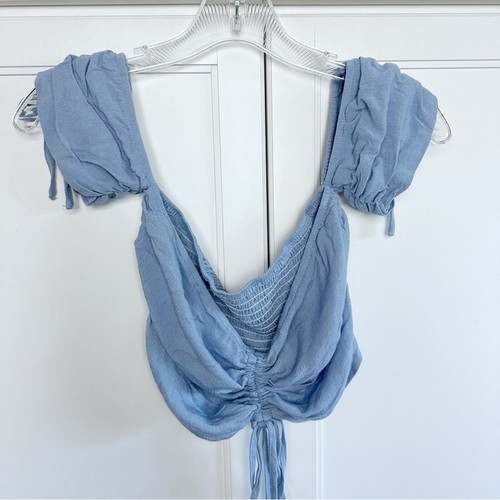 Floerns Blue 2 Piece Outfit Off Shoulder Drawstring Crop Top & Skirt Medium - Picture 4 of 16
