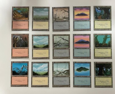 MTG 15X JAPANESE 4TH EDITION BASIC LANDS SET~FOREST PLAINS SWAMP