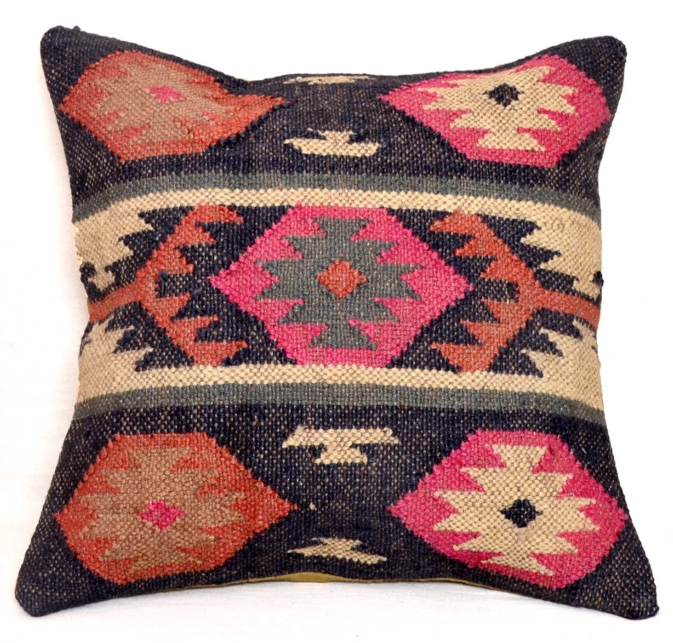 Juego de 4 fundas de cojín de yute para exteriores de 18x18" funda de almohada cuadrada decoración del hogar Foto 3 de 4