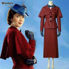 Mary Poppins Nanny Costume Halloween Cosplay Classic Outfit English Victorian
