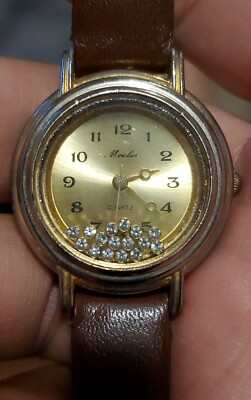 VINTAGE MOULIN MOVING RHINESTONES QUARTZ WOMENS WATCH w  display picture 1