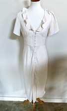 Coquette Style Urban Outfitters Pinstripe Women's White Midi Dress | Size Medium