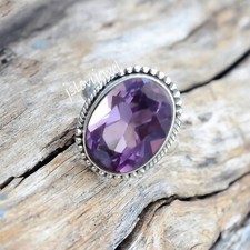 Faceted Amethyst Gemstone 925 Sterling Silver Ring For Everyone Gift Jewelry