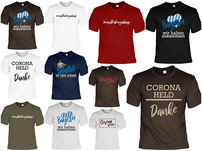 Corona Helden Sprüche T-Shirt - Wir bleiben zu Hause - Alltagshelden Danke Shirt