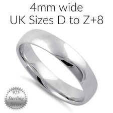 Plain 4mm 925 Sterling Silver Ring Unisex Women Men Wedding Band Thumb + Box