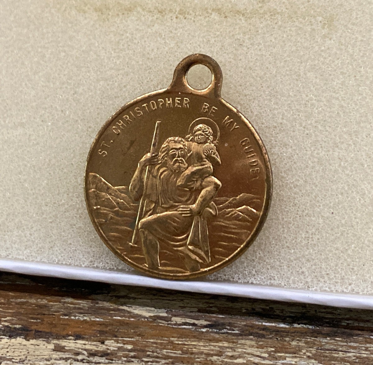 Vintage St Christopher Be My Guide Religious Token Pendant