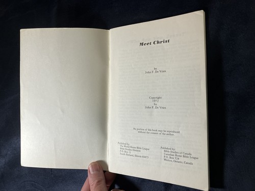 MEET CHRIST By: John F. De Vries 1972 Vintage Christian Literature - Imagen 4 de 11
