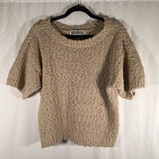 Worthington Cardigan Women's Large Brown Knit 1/2 Sleeve Round Neck Pullover