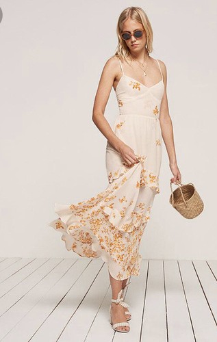 Reformation Sasha Yellow Floral Dress 