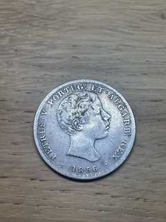 Portugal 1856 500 Reis Silver Coin King Pedro V Kingdom (.917)