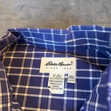 Eddie Bauer Blue Plaid Long Sleeve Button Up Shirt Casual Mens XXL 2XL