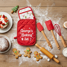 Personalised Children's Baking Set with Name Kids Mini Baking Tools Utensils Kit