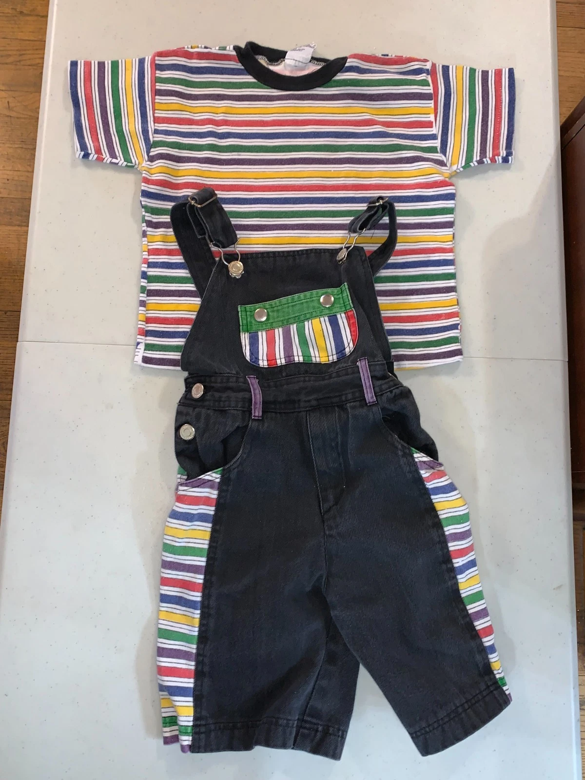 VINTAGE LOCOMOTION SHIRT & OVERALLS KIDS SIZE 7