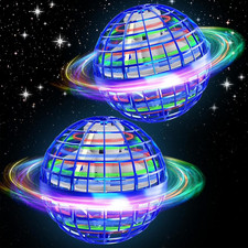Flying Orb Ball Toy 2pk Cosmic Globe Boomerang Hover 360 Rotating Floating Blue