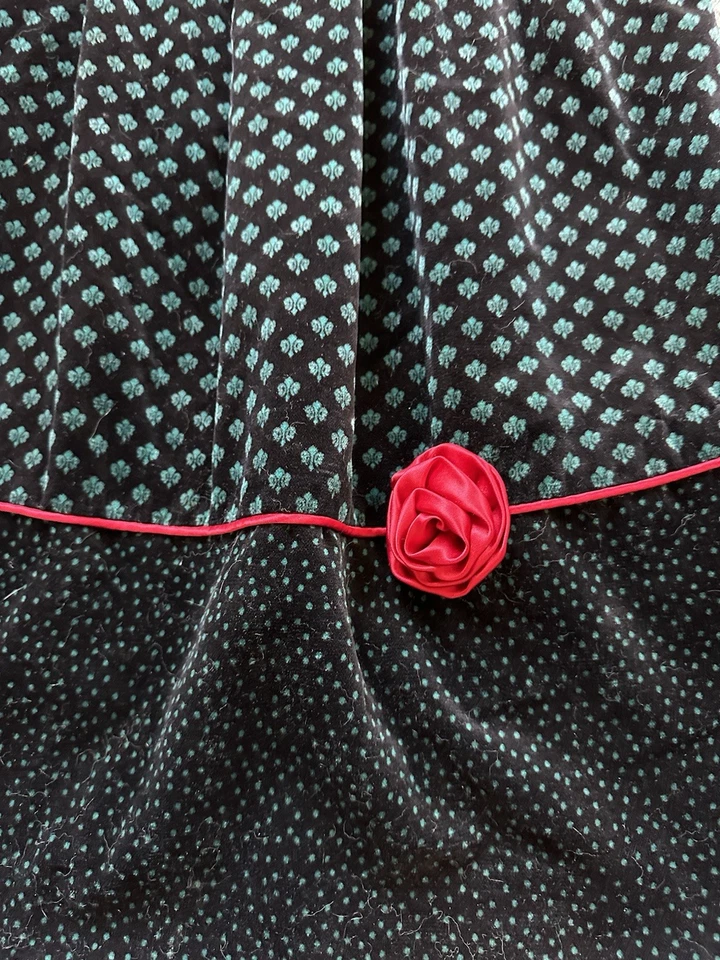 Susan Bristol Skirt Womens 8 28" M Waist Green Black Brushed Velvet Midi Zip VTG - Image 2 of 4