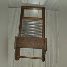 Vtg 70s Handmade Dubl Handi Washboard Shelf & Towel Holder Farmhouse Kithchen